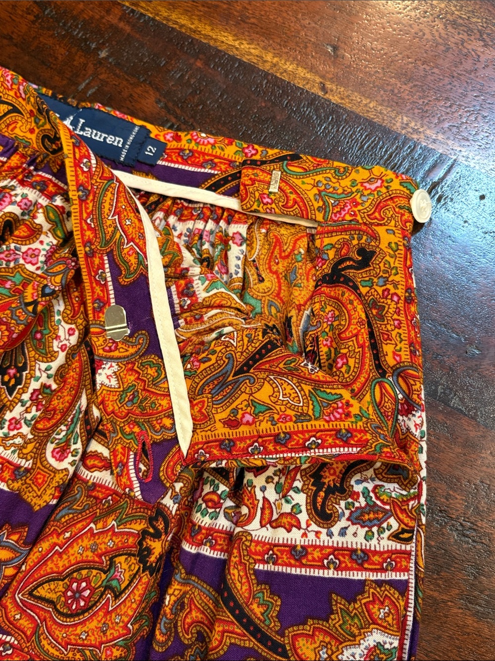 Vintage Ralph Lauren Blue Label 80s Western Paisley Maxi Skirt size 12 - Picture 11 of 13